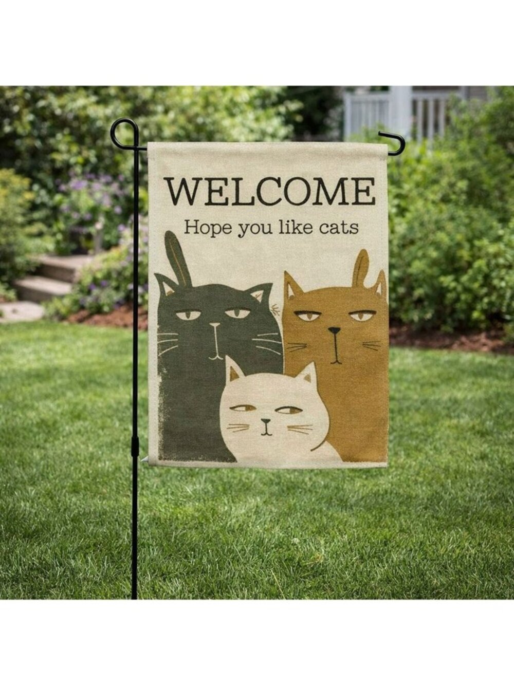 Welcome Cat Garden Flag Funny Double Sided Cat Lover Yard Decor